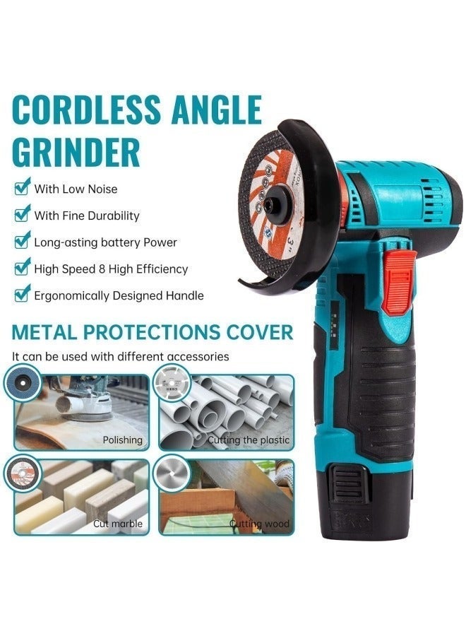 ALongDeng Mini Angle Grinder 19500rpm Electric Grinding Tool Mini Grinder Hand Knife Handheld Cutter with 2 PCS 12V Batteries 2PCS Cutting Discs - Image 5